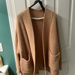 Zara cozy Tan Knit Cardigan Sweater